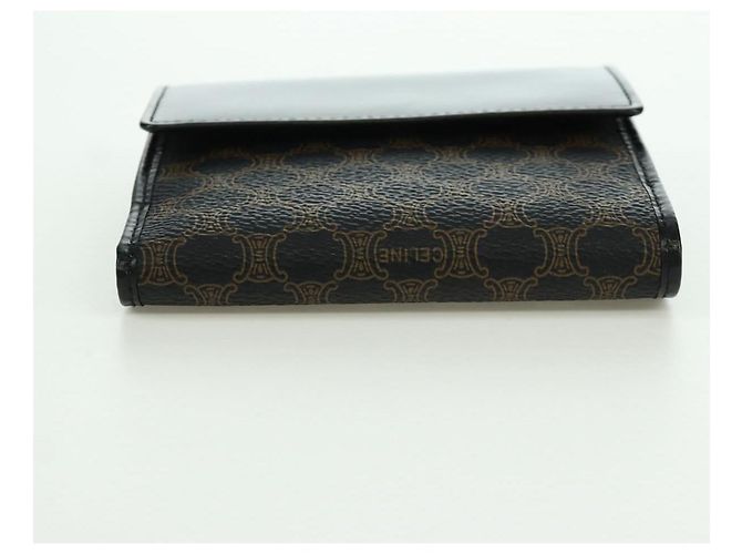 Céline CELINE Macadam Canvas Trifold Wallet PVC Leather Black Gold Auth am11034V Golden - view 7
