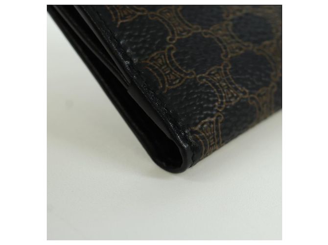 Céline CELINE Macadam Canvas Trifold Wallet PVC Leather Black Gold Auth am11034V Golden - view 8