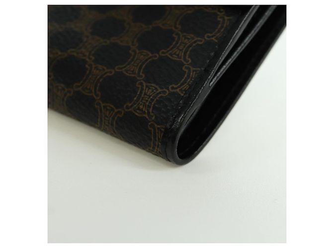 Céline CELINE Macadam Canvas Trifold Wallet PVC Leather Black Gold Auth am11034V Golden - view 9