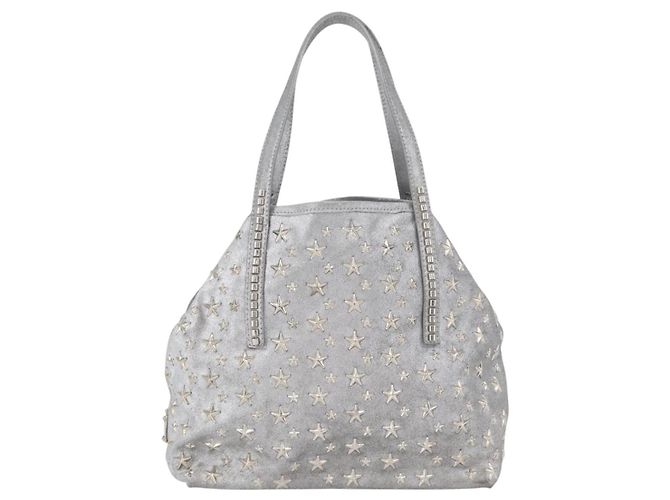 Jimmy Choo Tote Bag aus Wildleder Silber authentisch bs33845 - Ansicht 3