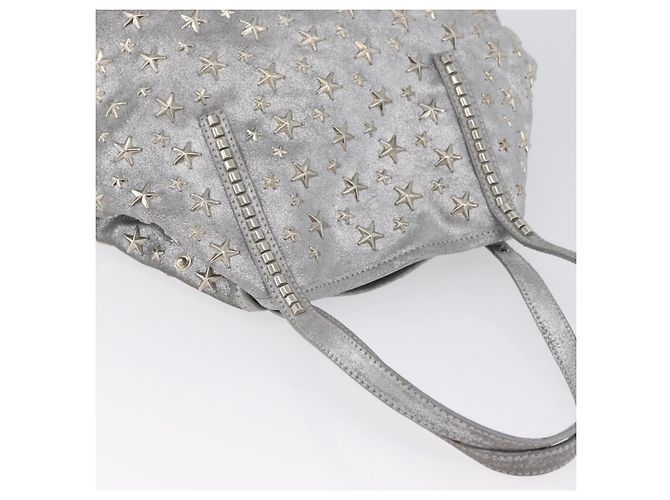 Jimmy Choo Tote Bag aus Wildleder Silber authentisch bs33845 - Ansicht 6