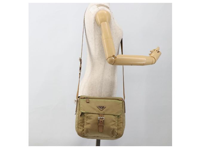 Borsa a Spalla PRADA Nylon Beige Argento Autentica ARZ282 - vista 29