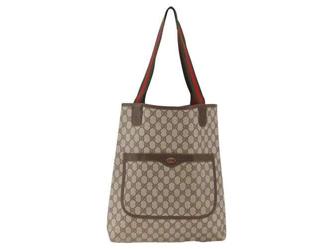 Gucci Zaino GG Supreme Web Sherry Line in PVC beige e oro Auth ep13861 D'oro - vista 2