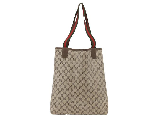 Gucci Zaino GG Supreme Web Sherry Line in PVC beige e oro Auth ep13861 D'oro - vista 3