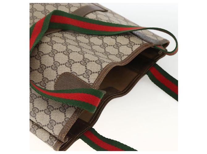 Gucci Zaino GG Supreme Web Sherry Line in PVC beige e oro Auth ep13861 D'oro - vista 6
