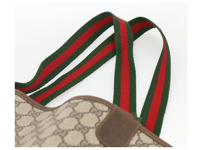 Gucci Zaino GG Supreme Web Sherry Line in PVC beige e oro Auth ep13861 D'oro - vista 8