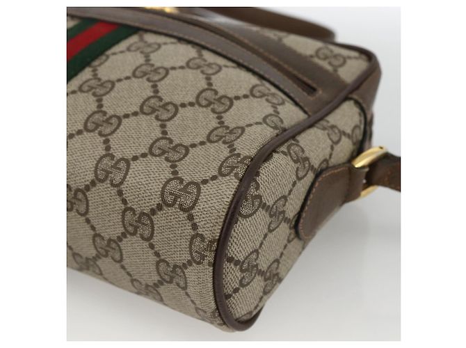 Borsa Sherry Line GG Supreme Web di GUCCI in PVC beige e oro 56 02 004 Auth BSZ198 D'oro - vista 10