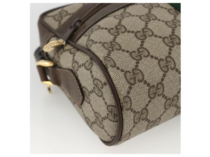 Borsa Sherry Line GG Supreme Web di GUCCI in PVC beige e oro 56 02 004 Auth BSZ198 D'oro - vista 11