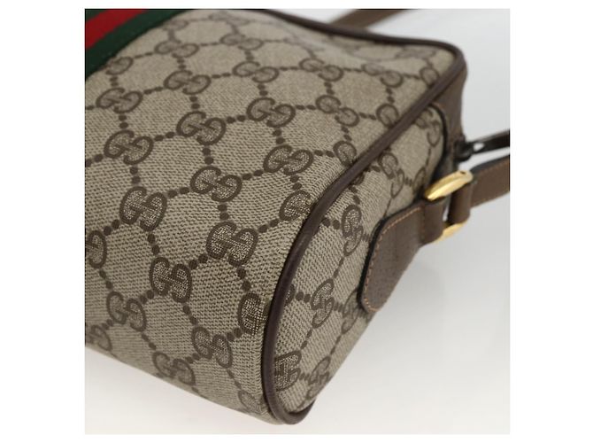 Borsa Sherry Line GG Supreme Web di GUCCI in PVC beige e oro 56 02 004 Auth BSZ198 D'oro - vista 12