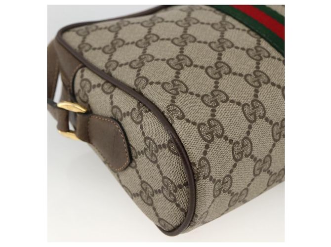Borsa Sherry Line GG Supreme Web di GUCCI in PVC beige e oro 56 02 004 Auth BSZ198 D'oro - vista 13