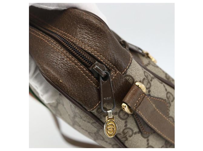 Borsa Sherry Line GG Supreme Web di GUCCI in PVC beige e oro 56 02 004 Auth BSZ198 D'oro - vista 14