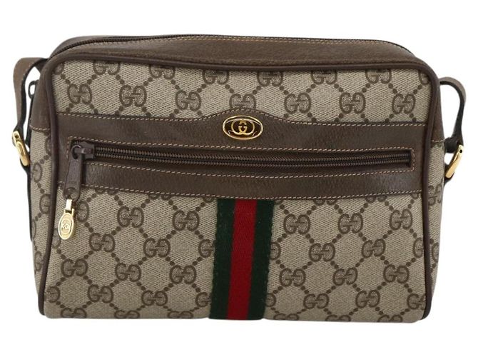 Borsa Sherry Line GG Supreme Web di GUCCI in PVC beige e oro 56 02 004 Auth BSZ198 D'oro - vista 2