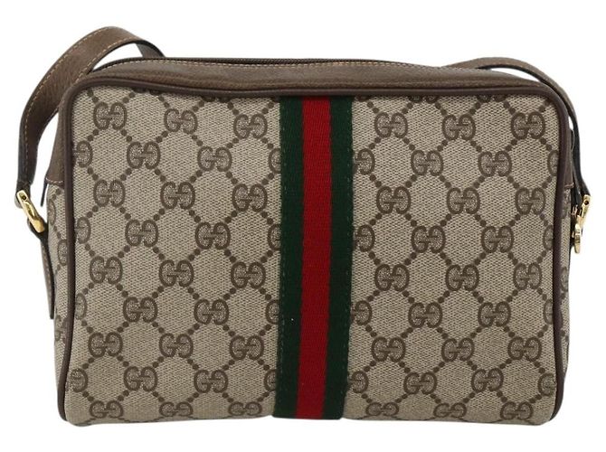 Borsa Sherry Line GG Supreme Web di GUCCI in PVC beige e oro 56 02 004 Auth BSZ198 D'oro - vista 3