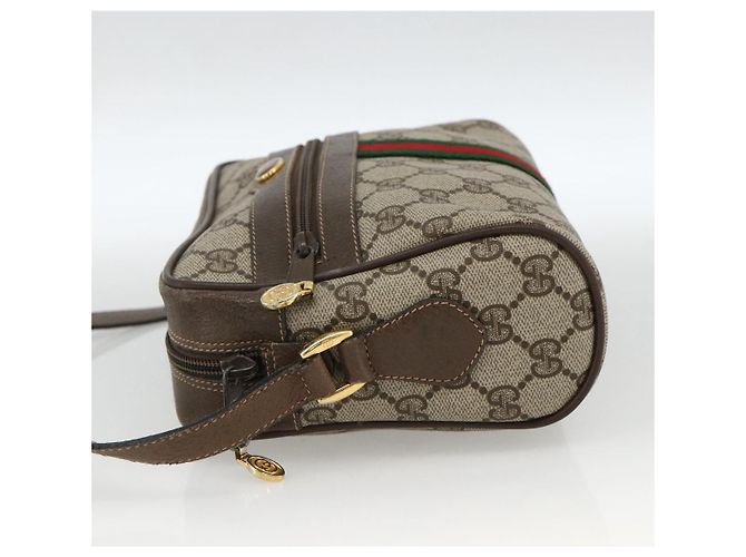 Borsa Sherry Line GG Supreme Web di GUCCI in PVC beige e oro 56 02 004 Auth BSZ198 D'oro - vista 4