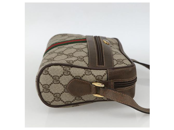 Borsa Sherry Line GG Supreme Web di GUCCI in PVC beige e oro 56 02 004 Auth BSZ198 D'oro - vista 5