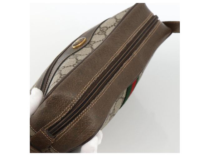 Borsa Sherry Line GG Supreme Web di GUCCI in PVC beige e oro 56 02 004 Auth BSZ198 D'oro - vista 6
