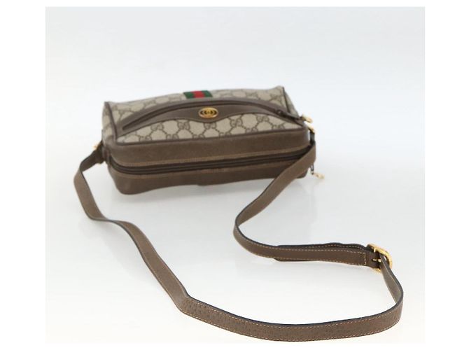 Borsa Sherry Line GG Supreme Web di GUCCI in PVC beige e oro 56 02 004 Auth BSZ198 D'oro - vista 7
