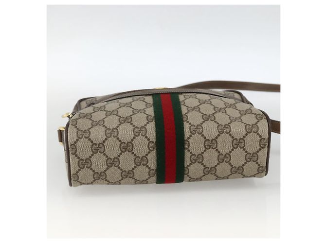 Borsa Sherry Line GG Supreme Web di GUCCI in PVC beige e oro 56 02 004 Auth BSZ198 D'oro - vista 9