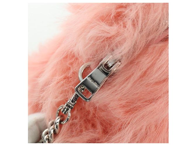 Miu Miu Chain Shoulder Bag fur Pink Silver Auth ARZ527M Silvery - view 16