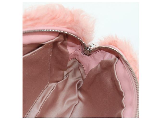 Miu Miu Chain Shoulder Bag fur Pink Silver Auth ARZ527M Silvery - view 19