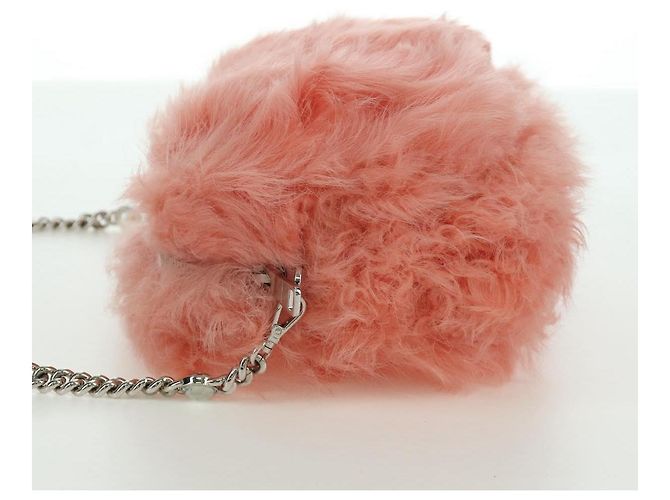 Miu Miu Chain Shoulder Bag fur Pink Silver Auth ARZ527M Silvery - view 4
