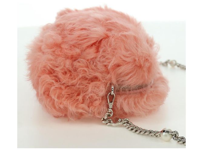 Miu Miu Chain Shoulder Bag fur Pink Silver Auth ARZ527M Silvery - view 5