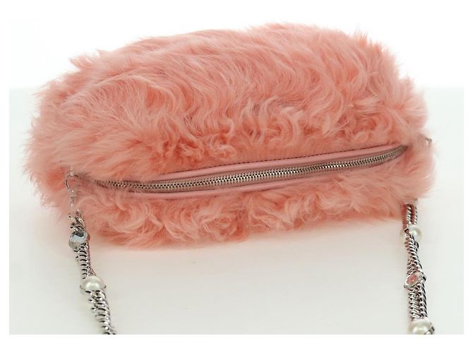 Miu Miu Chain Shoulder Bag fur Pink Silver Auth ARZ527M Silvery - view 6