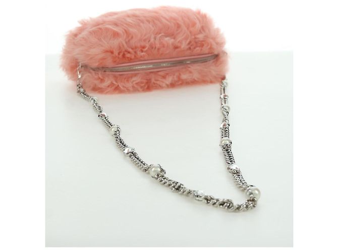 Miu Miu Chain Shoulder Bag fur Pink Silver Auth ARZ527M Silvery - view 7