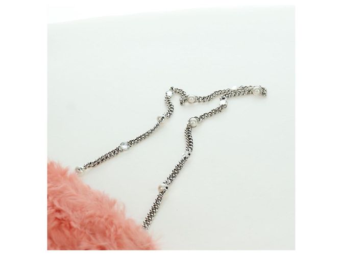 Miu Miu Chain Shoulder Bag fur Pink Silver Auth ARZ527M Silvery - view 9