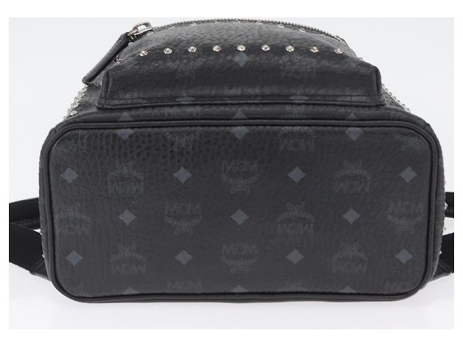 Zaino MCM Logogram Vicetos Studs in pelle PVC nera Auth kk619 Nero - vista 11