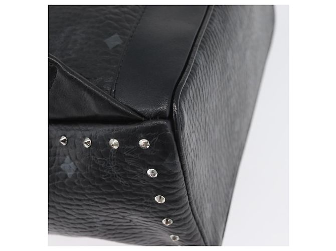 Zaino MCM Logogram Vicetos Studs in pelle PVC nera Auth kk619 Nero - vista 14