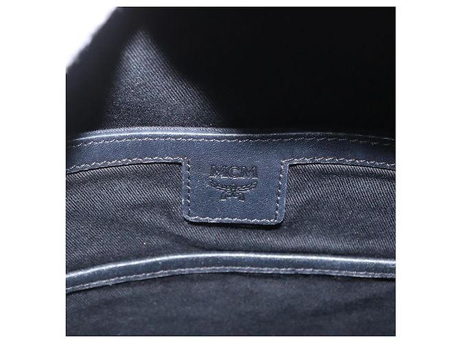 Zaino MCM Logogram Vicetos Studs in pelle PVC nera Auth kk619 Nero - vista 18
