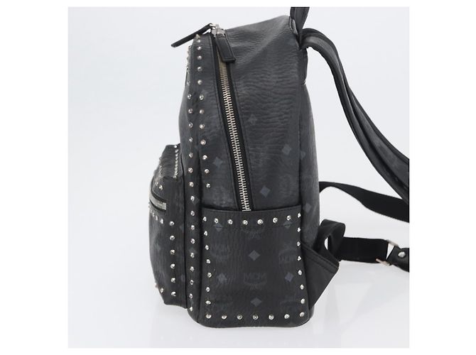 Zaino MCM Logogram Vicetos Studs in pelle PVC nera Auth kk619 Nero - vista 4