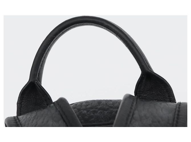 Zaino MCM Logogram Vicetos Studs in pelle PVC nera Auth kk619 Nero - vista 8