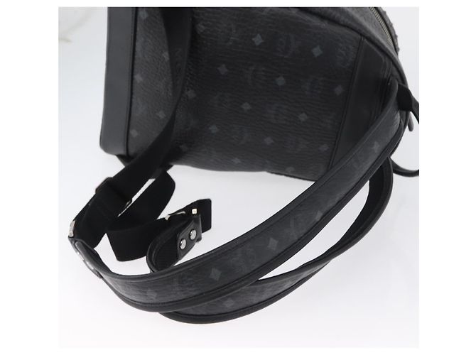 Zaino MCM Logogram Vicetos Studs in pelle PVC nera Auth kk619 Nero - vista 9