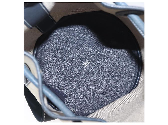 Hermès HERMES Borsa a Spalla Marine Receive Tela Marina Argento Auth bs33890 Blu navy - vista 17