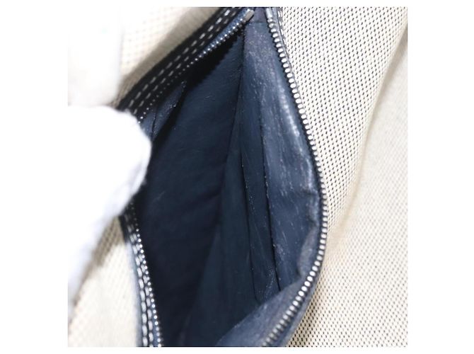 Hermès HERMES Borsa a Spalla Marine Receive Tela Marina Argento Auth bs33890 Blu navy - vista 20