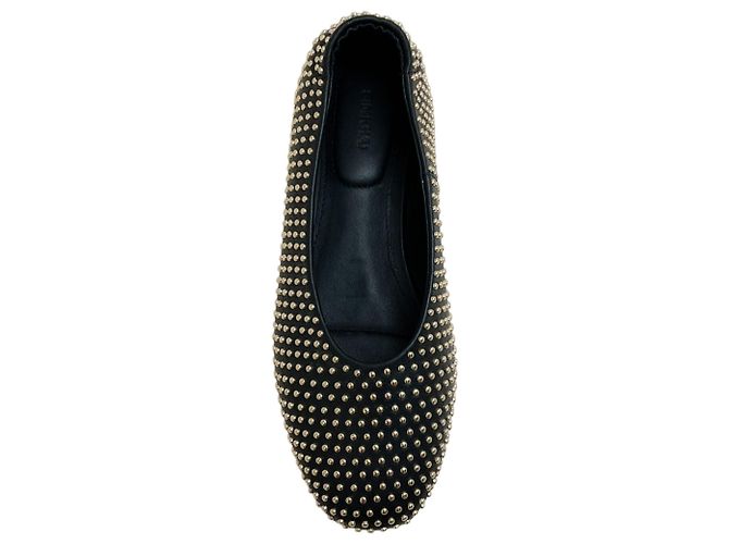 Jonathan Simkhai Simkhai Black Leather Eden Flats with Gold Studs - view 4