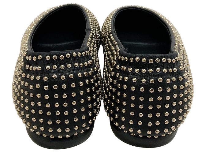 Jonathan Simkhai Simkhai Black Leather Eden Flats with Gold Studs - view 5