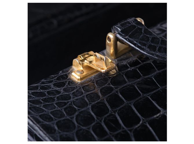 Autre Marque Beauty Case in Pelle di Coccodrillo Nero - vista 14