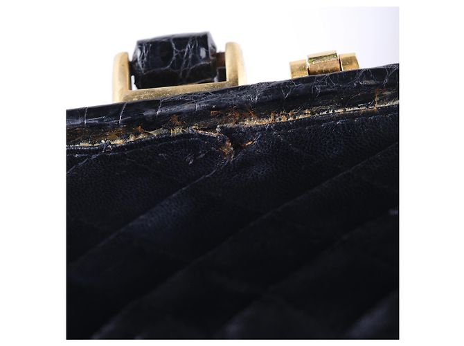 Autre Marque Beauty Case in Pelle di Coccodrillo Nero - vista 15