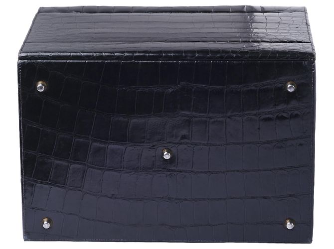 Autre Marque Beauty Case in Pelle di Coccodrillo Nero - vista 5