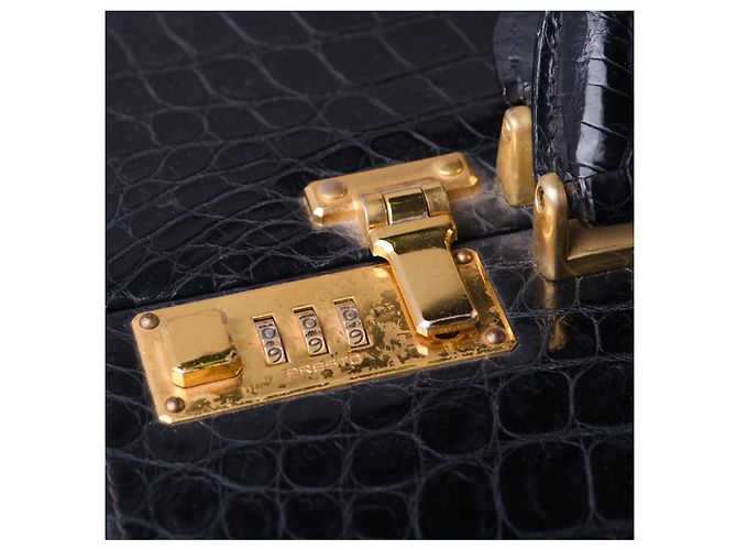 Autre Marque Beauty Case in Pelle di Coccodrillo Nero - vista 6
