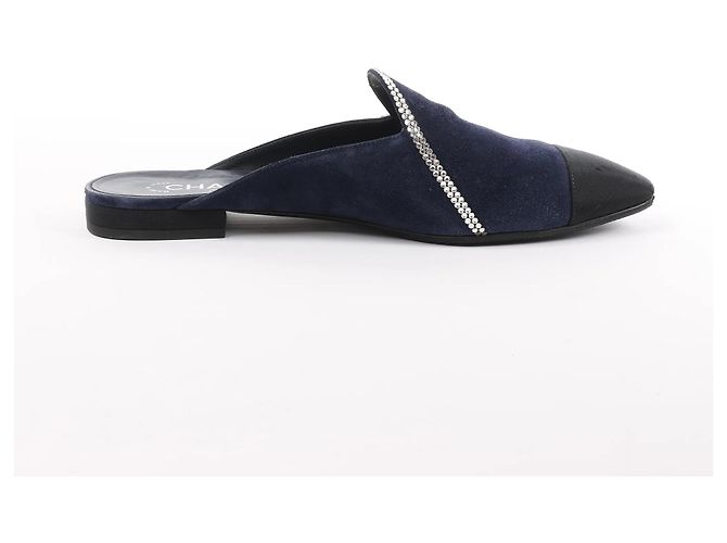 Mule in Camoscio e Tessuto con Stella di Strass Chanel in Blu Marino e Nero G35835, Taglia 41 EU Blu navy - vista 3