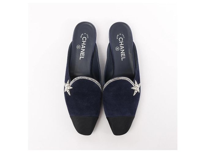 Mule in Camoscio e Tessuto con Stella di Strass Chanel in Blu Marino e Nero G35835, Taglia 41 EU Blu navy - vista 5