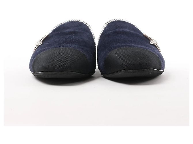 Mule in Camoscio e Tessuto con Stella di Strass Chanel in Blu Marino e Nero G35835, Taglia 41 EU Blu navy - vista 6