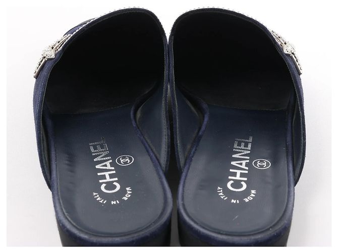 Mule in Camoscio e Tessuto con Stella di Strass Chanel in Blu Marino e Nero G35835, Taglia 41 EU Blu navy - vista 7
