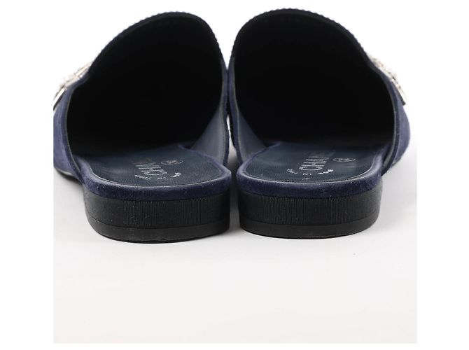 Mule in Camoscio e Tessuto con Stella di Strass Chanel in Blu Marino e Nero G35835, Taglia 41 EU Blu navy - vista 8