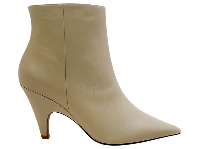 Casadei Eggshell Leather Frenchie Booties Beige - view 2