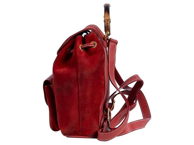 Bamboo Mochila vintage de bambú Gucci 1990 Roja - vista 2
